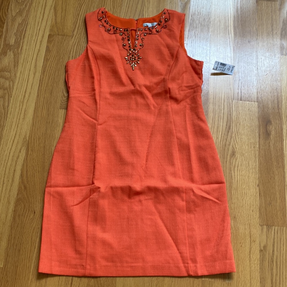 NWT Orange embellished front dress